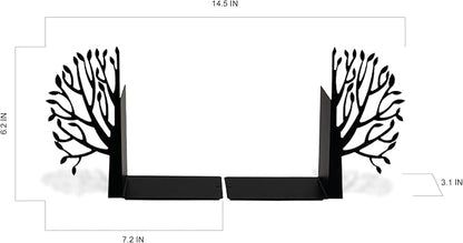 Trees Theme Book Holder Organizer – Steel, Black, Nature Inspired Design – Books in Style, Perfect for Home Decor, Great Gift for Book Lovers – Urban Forest Collection – Geguton