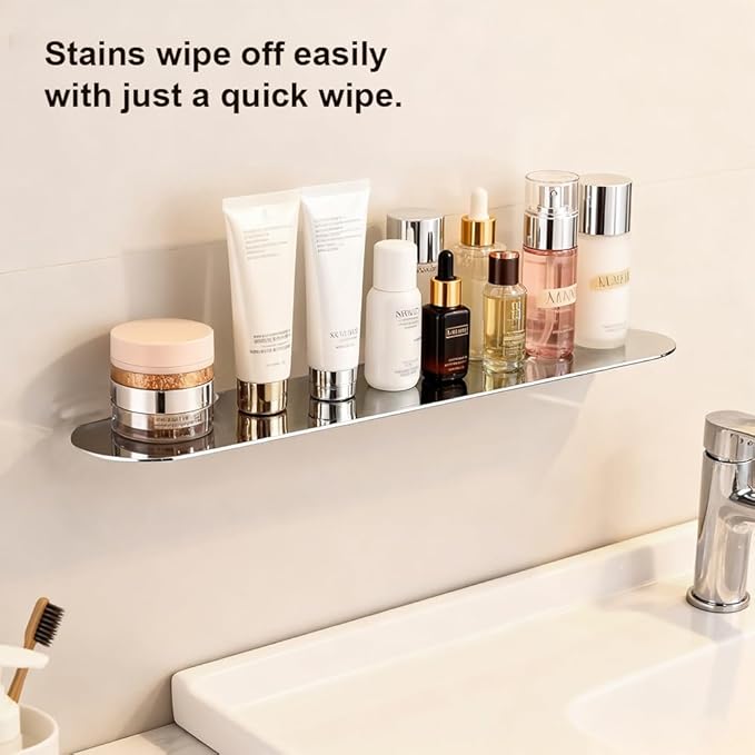304 Stainless Steel Shelf Bathroom Shower Floating Shelves Wall Mounted Shower Caddy Basket Shelf Storage Organizer Shelves for Bathroom, Kitchen, Silver,19.7 Inch/ 50 cm