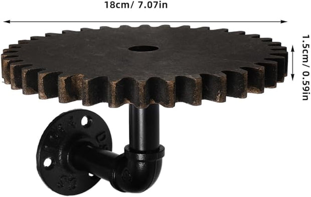 ARTIBETTER Industrial Pipe Shelf Wall Mount Retro Gear Floating Shelf 7.1X7.1X0.6 Inches Steampunk Industrial Wall Mount Iron Pipe for Bathroom Kitchen Storage