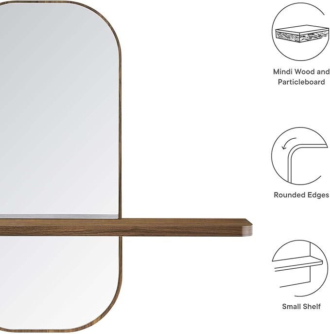 Modway EEI-6349-WAL Solstice Mirror, Walnut