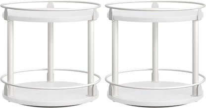 Spice Rack, Set of 2 Lazy Susan Organizer, 2-Tier Turntable Organizer For Cabinet, Compact and Versatile, for Kitchen Countertop, White SR22L2WW