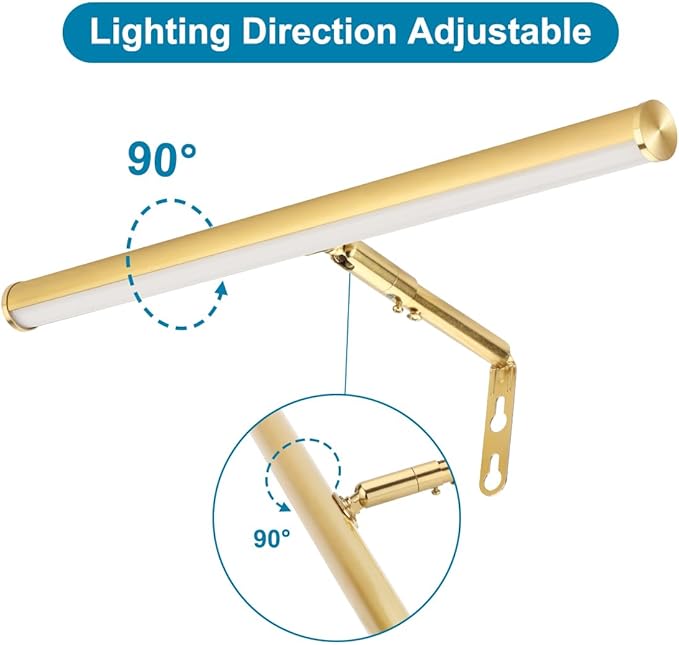 LED Picture Lights for Paintings Plug in, Adjustable Art Light Gallery Wall Light for Display Art Work, 16inch 6W 3000K Warm White, Gold Finish CRI80+