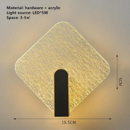 Acrylic Wall Lamp Modern Bedroom Bedside Lamp Minimalist Corridor Aisle Stair Light Study Living Room Background Wall Sconces Indoor Decoration (Diamond)