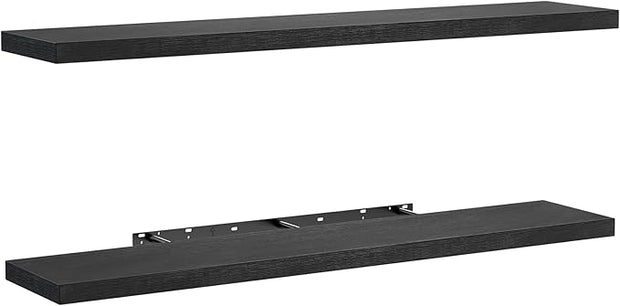 AMADA HOMEFURNISHING Floating Shelves Wall Mounted, 47 x 8 Inch Wall Shelves for Bathroom, Bedroom, Living Room, Black Shelves Set of 2