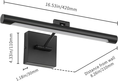 Joosenhouse Hard-Wired Picture Light Dimmable LED Picture Lights for Paintings 16.53" Inch Dartboard Portrait Lighting for Wall Pictures Matte Black Metal Body 3000K 110V AC