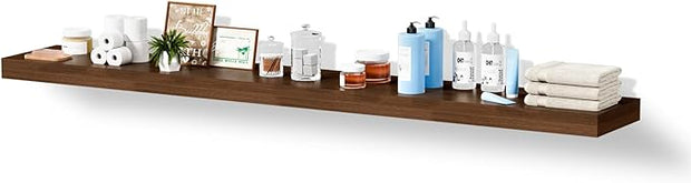 Floating Shelves for Wall, Bathroom Shelves Over Toilet, Wall Shelves & Book Shelf for Room, Hanging Shelf, Modern Wooden Mounted Floating Shelves, 48x7x1.5 in (Walnut-Like, Set of 1)