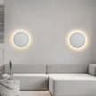 Modern Minimalist Wall Light White/Black Round Disc Wall Sconce Metal Circular Stairwell Lighting Dimmable LED Sconce for Living Room Bedroom