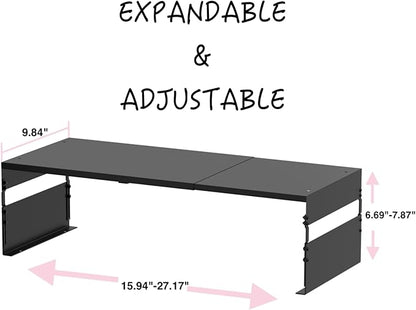 Adjustable Metal Bedside Shelf – Stackable Shelf for Bedroom, Living Room, Office, Space-Saving Storage Organizer, Easy Assembly，Sleek Matches Any Decor(1PACK/Black)