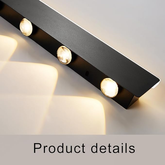 LED Wall Light, Ultra-Thin Black Metal Sconce with Mini Spotlight, Up and Down Lighting for Bedroom, Living Room, and Hallway - 3000K Warm White(80CM)