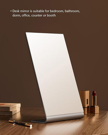 12"x7" Frameless Flat Makeup Mirror, Free Standing Vanity Mirror for Bathroom Countertop, Desk or Jewelry Display, Perfect for Makeup & Shaving