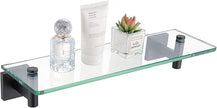 KOKOSIRI Bathroom Shelves Glass Floating Shelf 12-Inch for Bedroom, Living Room, Kitchen, Small Hanging Rack Rustproof Wall Mounted Black B1105BK-L12