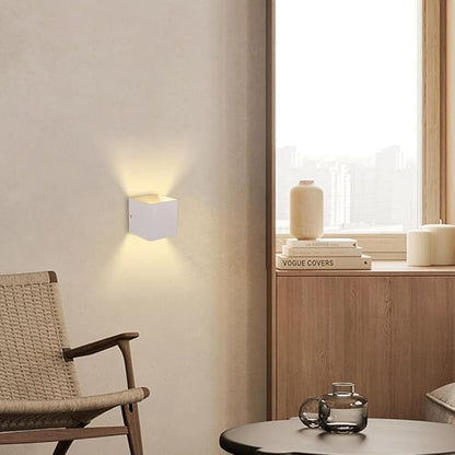 Modern Wall Light Small 7W LED 3000K Warm Light Fixtures Indoor Up Down Wall Wash Lamp Minimalist Wall Sconce Lighting for Living Room Bedroom Hallway Corridor Stairs(White)