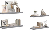 Modern Floating Wall Shelf Set of 4 Grey Honeycomb MDF Metal 31.5 x 9.3 Inches for Home Decor and Storage