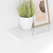 Set of 4 High Gloss White Floating Wall Shelves, Honeycomb MDF with Metal Brackets, Modern Invisible Mounting System for Home Storage and Display