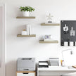 Floating Wall Shelves Set of 4, Oak Honeycomb MDF with Metal Brackets, Modern Space-Saving Storage for Books and Decor, Sturdy Easy Mount Shelving Unit for Living Room