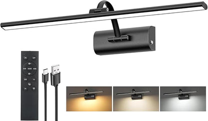Picture Lights for Wall, 8000mAh Rechargeable Battery Operated Picture Light with Remote, 23.6" Dimmable 3 Colors Wireless Art Lighting for Paintings Picture Frame Gallery Dartboard, Black