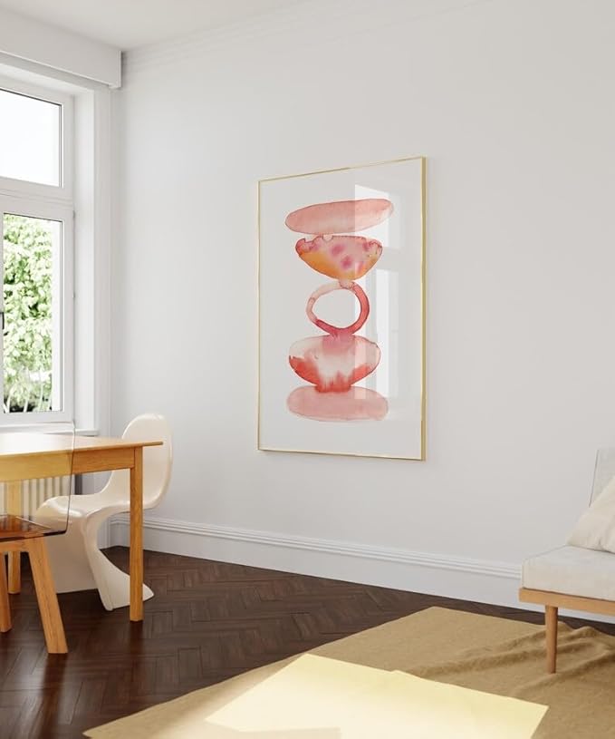 Nationcog Modern Red Orange Watercolor Organic Circle Art, Minimalist Mid-Century Poster, Large Contemporary Wall Decor, Abstract Handmade Home Accent (Unframed) (20x30)
