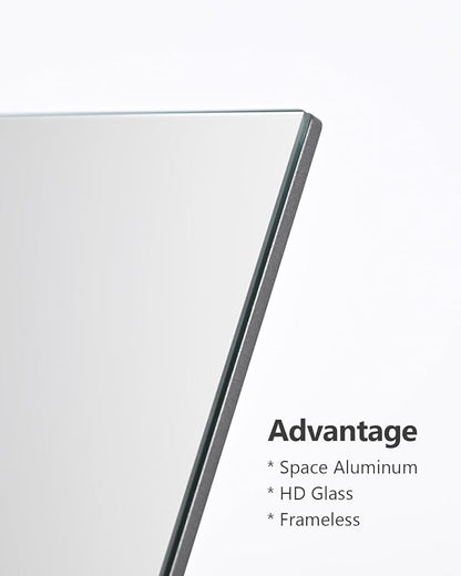 12"x7" Frameless Flat Makeup Mirror, Free Standing Vanity Mirror for Bathroom Countertop, Desk or Jewelry Display, Perfect for Makeup & Shaving, Space Black