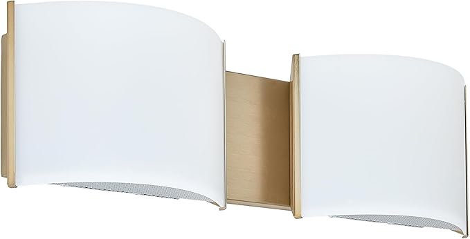 19in LED Bathroom Wall Sconce Lights, 2-Light Vanity Lights, Bathroom Wall Decro Lighting, Indoor Light Fixtures with Premuim Acrylic Shade for Hallway Bedroom Living Room Wall Dero, Gold
