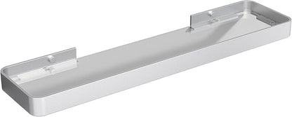Danpoo 20 Inch Long Floating Shelf, Clear Tempered Glass Wall Shelf with Matte Silver Aluminum Frame - Spacious and Stylish Storage for Your Home