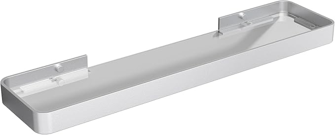 Danpoo 20 Inch Long Floating Shelf, Clear Tempered Glass Wall Shelf with Matte Silver Aluminum Frame - Spacious and Stylish Storage for Your Home