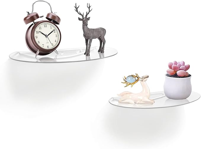 SetGame 2-Pack Acrylic Small Wall Shelves Wall Decor Wall Mounted, 12