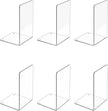Acrylic Bookends 6 Pcs, Clear Book Ends for Shelves, Transparent Organizer, Holder Stand Decorative, Stoppers for Heavy Duty Books, CD, File, Video Games