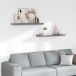 Gray Honeycomb MDF Floating Wall Shelf Set of 2 with Metal Frame, Large Modern Shelves for Display and Organization, Durable Storage Solution for Living Room Bedroom Office
