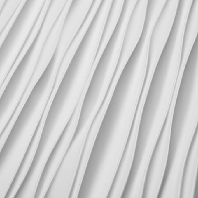 Art3d 46.2 SF White Large PVC 3D Wall Panels for Interior Wall Décor,3D Textured Wavy Wall Panels Decorative, Pack of 6 Tiles(47.2"×23.6")
