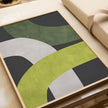 Nationcog Mid-Century Green Black Organic Lines Art, Modern Minimalist Wall Decor, Bold Beige Tones Contemporary Trendy Home Accent (Unframed) (24x36)