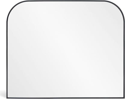 Modern Large Wall Mirror, Modern Mantel Minimalist Home Decor, Brushed Black Metal Framed Arched Mirror for Living Room, Bedroom, Fireplace, Mantle, Entryway, Bathroom, 40" x 30", Black