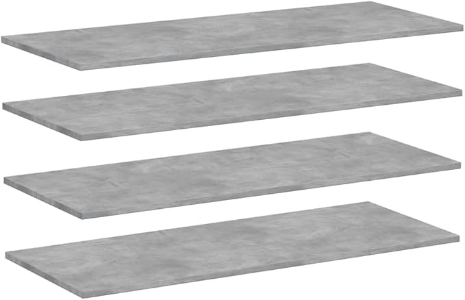 Set of 4 Floating Wall Shelves, Concrete Grey Engineered Wood Decorative Display Ledges, Modern Minimalist Storage Shelves for Living Room, Bedroom, and Home Office