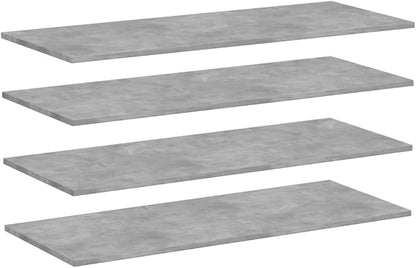 Set of 4 Floating Wall Shelves, Concrete Grey Engineered Wood Decorative Display Ledges, Modern Minimalist Storage Shelves for Living Room, Bedroom, and Home Office