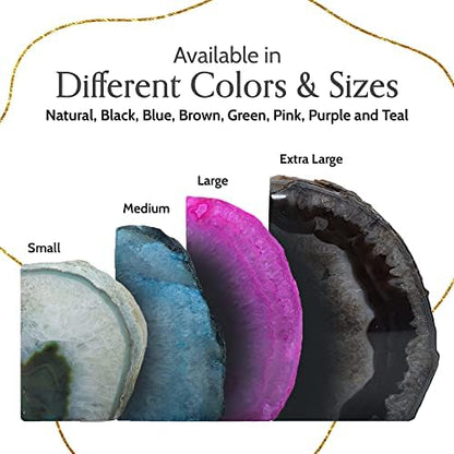 Nature's Decorations Green Agate Bookends – A+ Grade Geode Heavy Duty Decorative Stone Crystal for Shelves & Bookcases, Natural Polished Bookshelf Decor, 1 Pair 4-6Lbs