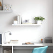 Floating Wall Shelf Oak White Honeycomb MDF Metal 31.5 x 9.3 x 1.5 Inch Modern Space Saving Display Shelf for Home Office Decor