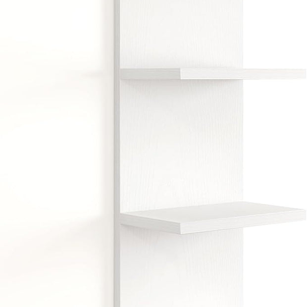 Fun Memories 4 Tier Wall Shelf Unit, Vertical Floating Shelf, Wall Mount Lack Shelving Home Decor Organizer Tall Tower Design Utility Shelving for Bedroom Living Room, White
