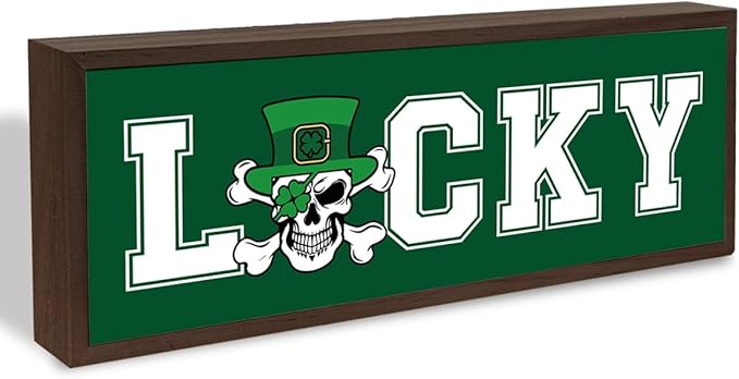 St. Patrick's Day Decor Signs, Leprechaun Hat Sign, Skeleton Man Irish Decoration, Rustic Tabletop Decors, St. Patrick's Day Decor for Home Office Cafe Shop Coffee Bar, 9.5x3.1x1 inches