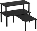 Cabinet Organizer Shelf(Set of 3),Bamboo Kitchen Counter Shelves for Countertop and Cabinet,Stackable Shelf Spice Racks,Large(Black)