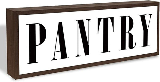 Pantry Sign, Rustic Decorative Wooden Box Signs, Framed Wooden Plaque Sign Decor, Funny Kitchen Decoration, Farmhouse Home Decor for Kitchen Shelf, Pantry Room Decors, Housewarming Gift