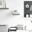 High Gloss Grey Floating Wall Shelf Honeycomb MDF Metal Modern Design Compact Size 9.3 x 9.1 x 1.5 Inches Easy Installation Storage Solution for Home Decor