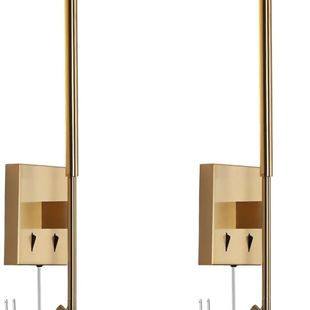 ZEROUNO Modern Plug in Wall Sconce Set of 2, Gold LED Wall Mounted Reading Lamp with Switch, Minimalist Linear Wall Light Fixture with 5.9FT Clear Cord for Bedroom Living Room Hallway Decor