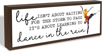 Life isn't about Waiting for the Storm to Pass Sign, Motivational Wood Decor, Positive Home Office Decor, Bedroom Decoration for Girls, Cubicle Office Wood Decoration