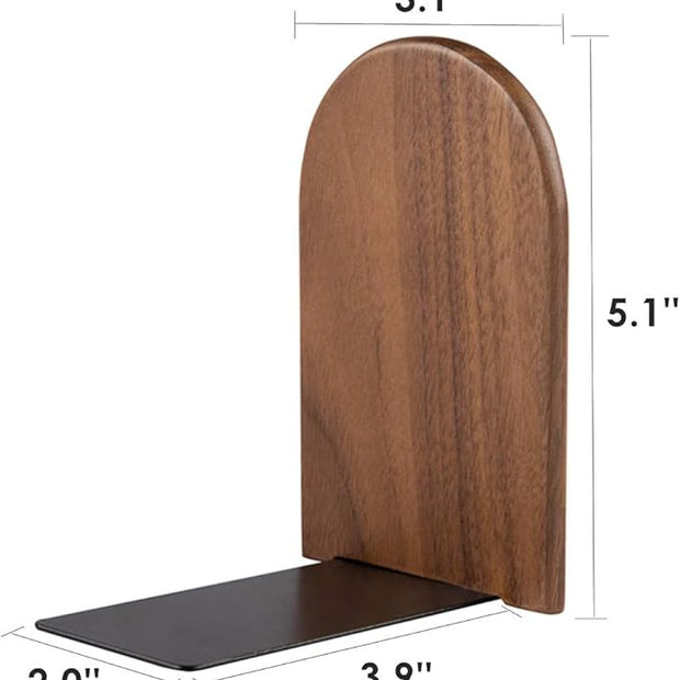 Pandapark Wood Bookends,Non-Skid Bookend for Shelves,Heavy Duty Bookends,Book Stand for Books/CDs,1 Pair