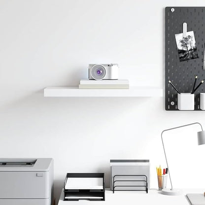 White Honeycomb MDF Floating Wall Shelf with Metal Brackets, Modern Design for Living Room Bedroom Office, Sturdy Storage Solution, Easy Installation and Maintenance,