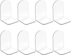 Merrynine Book Ends, 8 Pcs Acrylic Bookends for Shelves, Clear Book Holder, Plastic Bookends for Heavy Books, Book Stopper Organizer for Shelves, Desk, Office, School, 3.93