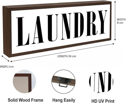 Laundry Sign, Decorative Framed Wooden Box Sign, Laundry Room Decor for Wall Tabletop, Farmhouse Home Decor, Washing Room Decoration, Rustic Wood Decoration, Housewarming Gift