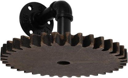 ARTIBETTER Industrial Pipe Shelf Wall Mount Retro Gear Floating Shelf 7.1X7.1X0.6 Inches Steampunk Industrial Wall Mount Iron Pipe for Bathroom Kitchen Storage