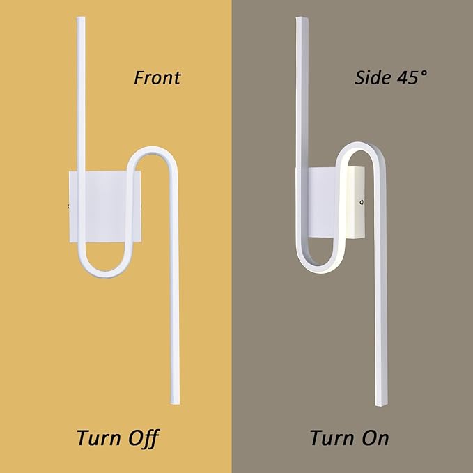 White Modern Wall Sconce Light Led Sconces Wall Lighting Indoor Wall Light Sconces Hardwired Bathroom Bedroom Wall Lights