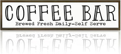 Coffee Bar Signs Decor, Rustic Coffee Station Decors, Coffees Home Decoration for Kitchen Bar, Wall Decors Art, Anniversary Decor, Brewed Fresh Daily Self Serve Sign, 17.8x4x1.2 inches
