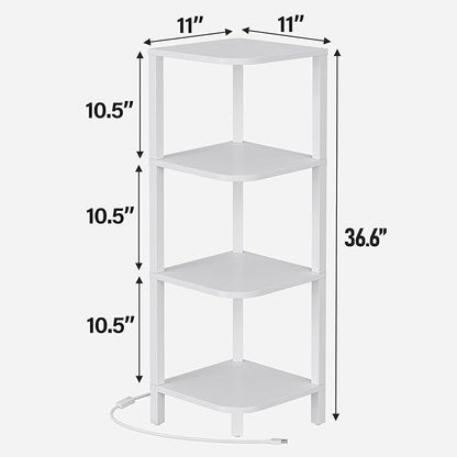 TUTOTAK Corner Shelf, 4-Tier Corner Bookshelf for Small Space, Narrow Display Corner Shelf Stand with Storage Rack, for Living Room, Bedroom, White BS08BW004L
